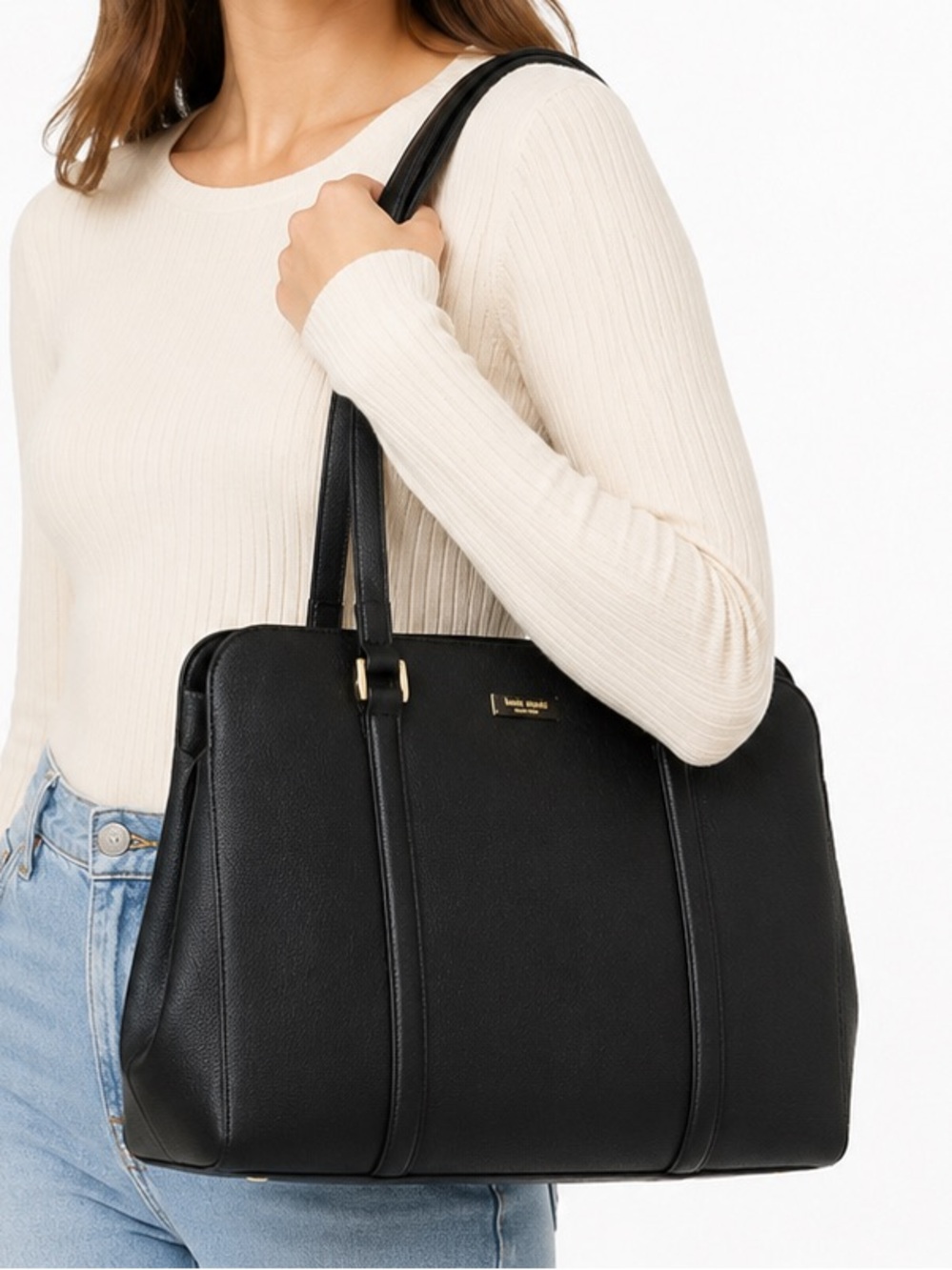 Kate Spade Vintage Y2K Newbury Lane Miles Black Saffiano Leather Shoulder Bag